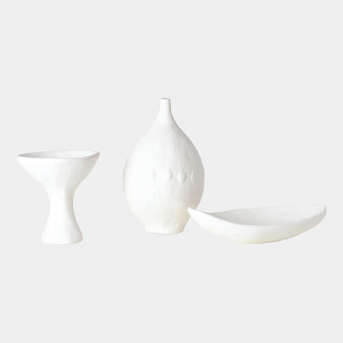 Modernist Low Bowl-White Plaster