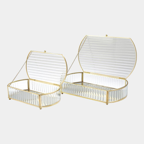 Hannah Reeded Glass Oval Box