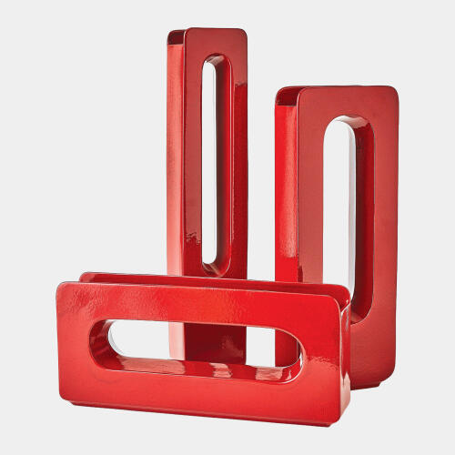 Maia Rectangle Vase-Deep Red