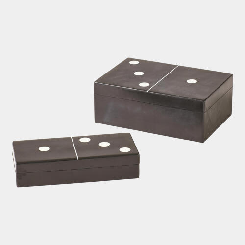 Barnes Dominoes Box-Black w/White Dots
