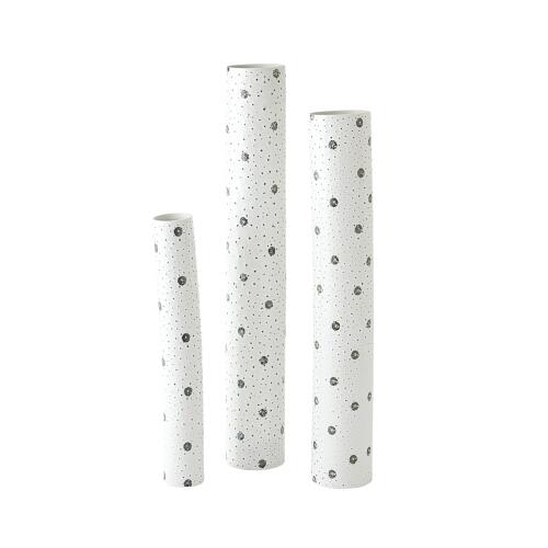 Spotted Tube Vase-White w/Black Spots