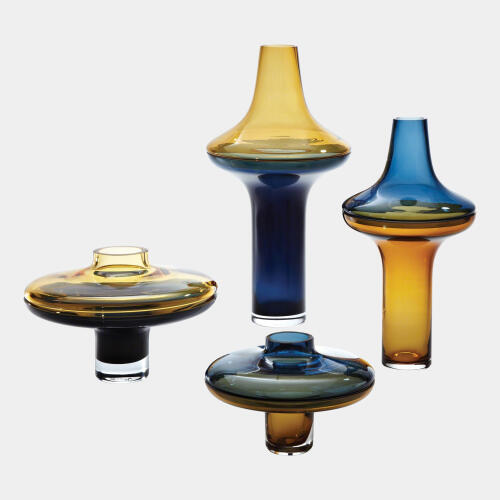 Drake Tall Amber Over Cobalt Vase