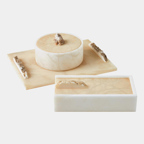 Roccia Alabaster Rectangle Box w/Finial