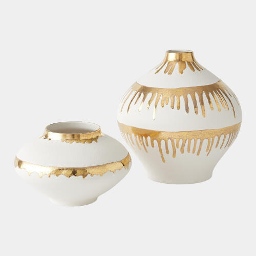 Nuove Vase-Gold Drips-Lg