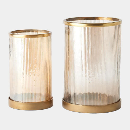 Tredough Luster Ribbed Hurricane-Antique Brass