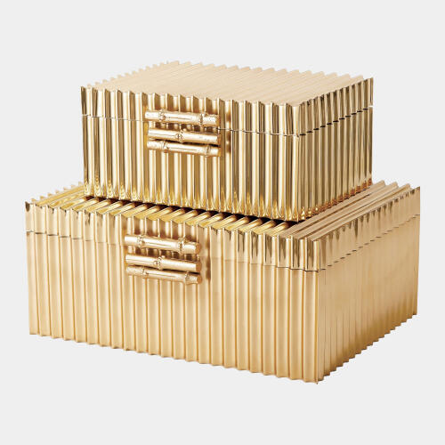 Kai Corrugated Bamboo Box-Brass