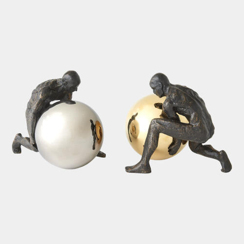 Boulder Man-Bronze w/Nickel Sphere