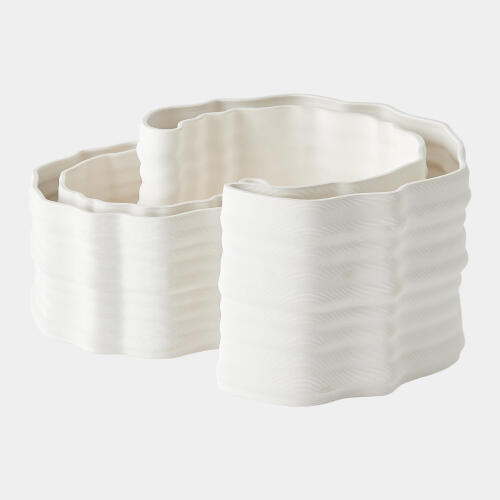 Sheldon Crescent Printed Vase-Matte White