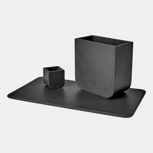 Radius Edge Leather Desk Blotter-Black