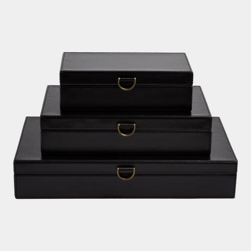 Edwin Marbled Leather D Ring Box-Black