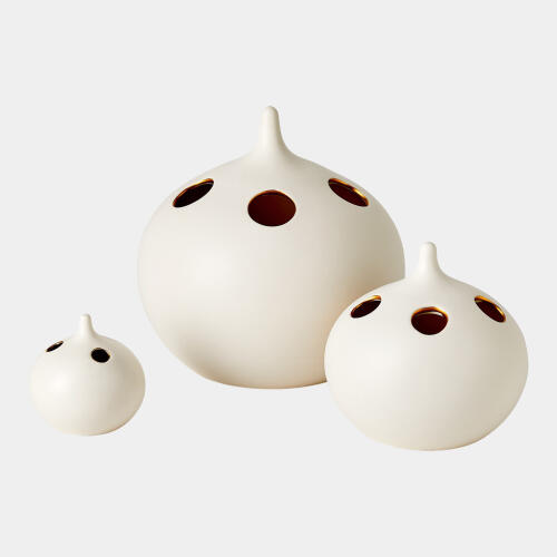 Oh No Vase-Matte White/Gold Rim