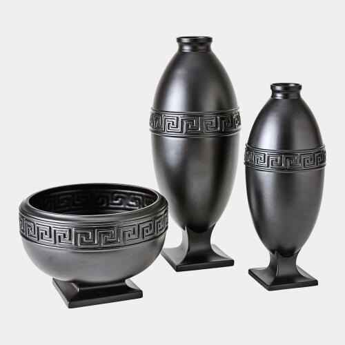 Greek Key Bowl-Black