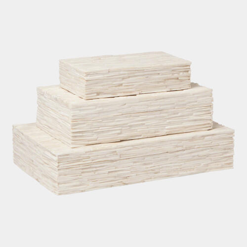Sazed Chiseled Bone Box-Natural