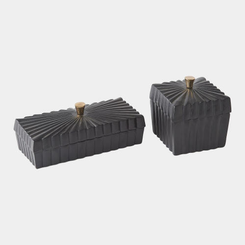 Milena Rectangular Box-Black w/Gold Knob