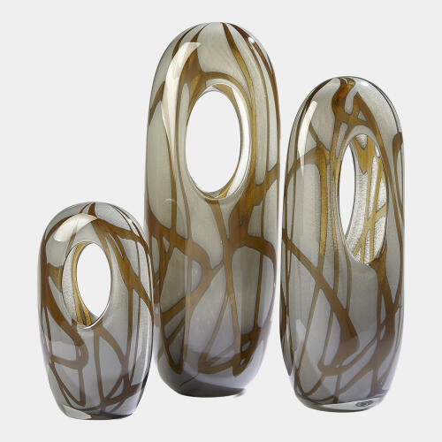 Swirl Vase-Amber/Gray