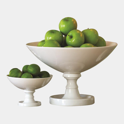 Davide Pedestal Bowl-White-Lg