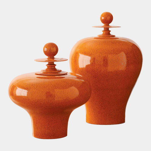 Happy Temple Jar-Orange-Tall