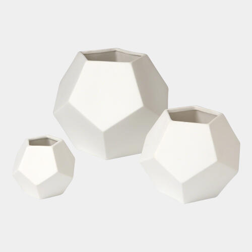 Remi Faceted Vase-Matte White