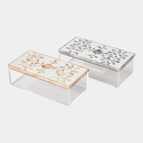 Lacey Inlay Box-Rectangle-Gray/Cream
