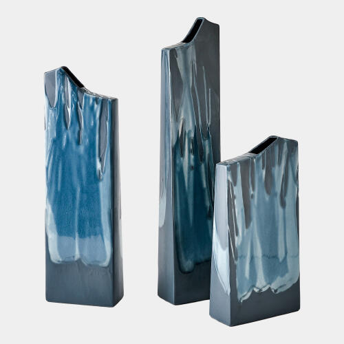 Caspian Column Splash Vase-Reactive Blue-Med