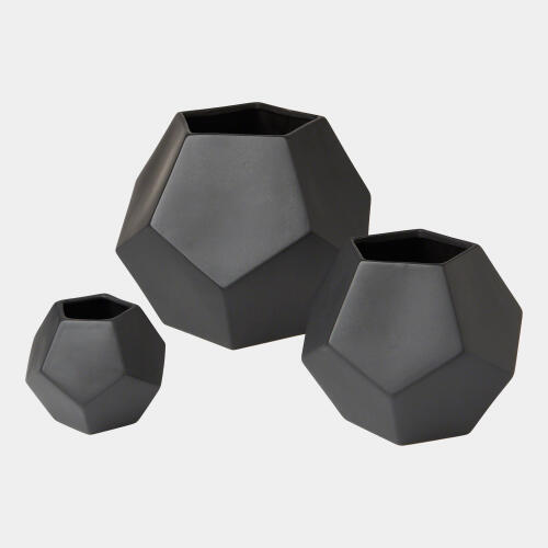 Remi Faceted Vase-Matte Black