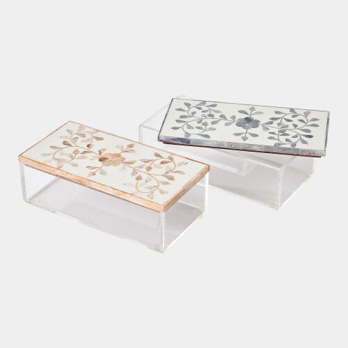 Lacey Inlay Box-Rectangle-Gray/Cream