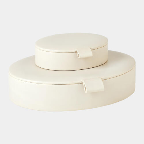 Barrow Signature Oval Leather Box-Mist