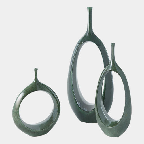 Open Ring Vase-Emerald-Sm