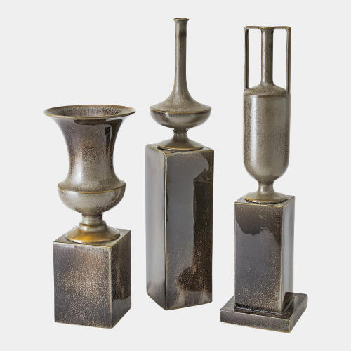 Graeae Pedestal Vase-Reactive Silver-Med