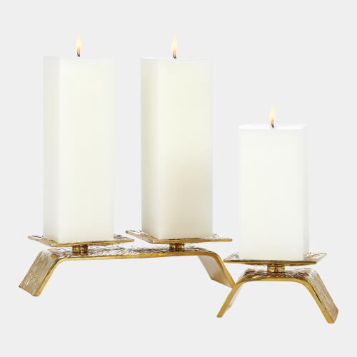 Double Torch Candleholder-Brass