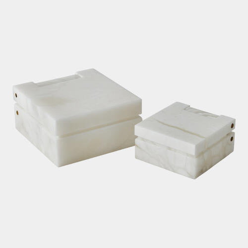 Hecate Hinged Alabaster Box-White