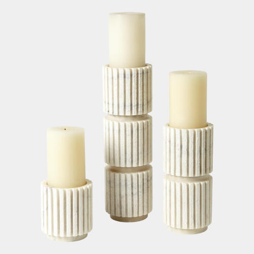 Canale Channel Pillar Holder-White Marble