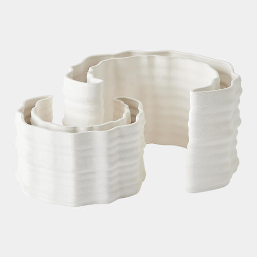 Sheldon Crescent Printed Vase-Matte White