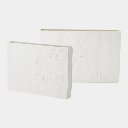 Poplar Tree Bark Texture Vase-Matte White