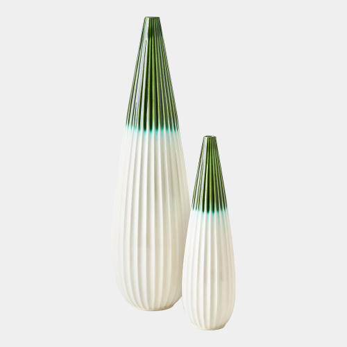 Furrow Taper Vase-Emerald