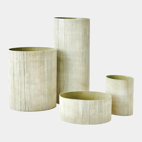 Cross Hatch Vase-Celery-Lg