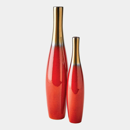 Boliche Vase-Red/Bronze