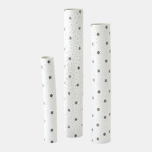 Spotted Tube Vase-White w/Black Spots