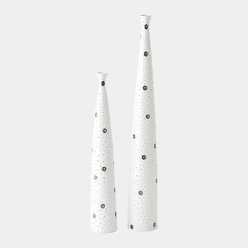 Spotted Tapered Vase-White w/Black Spots