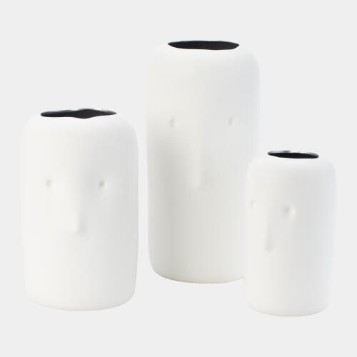 Impressionistic Simple Face Vase-Matte White