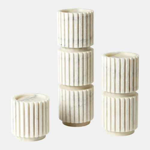 Canale Channel Pillar Holder-White Marble