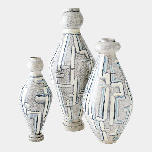 Spindle Vase-Gray/Blue Painted-Lg
