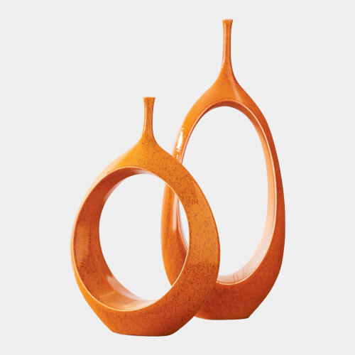 Open Oval Ring Vase-Orange