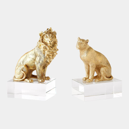 Lion Sculpture-Brass/Crystal