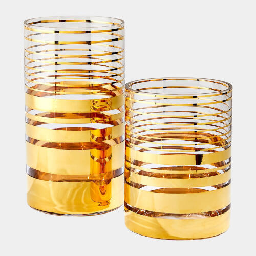 Shimmering Striped Vase/Hurricane-Gold