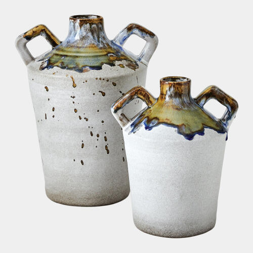 Volcan Handled Jar-Gray/Reactive Green