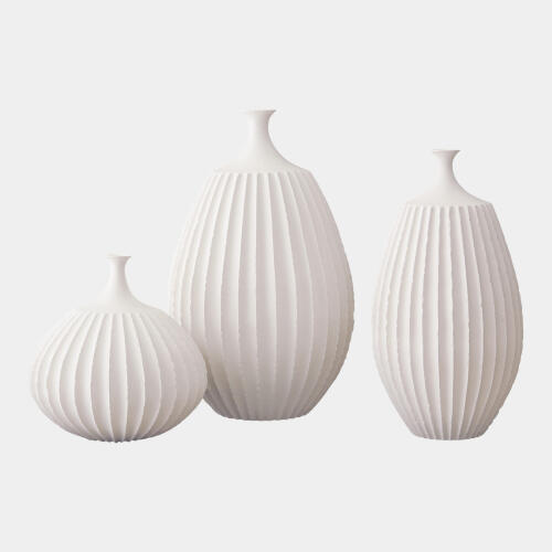 Sawtooth Vase-Rustic White-Lg