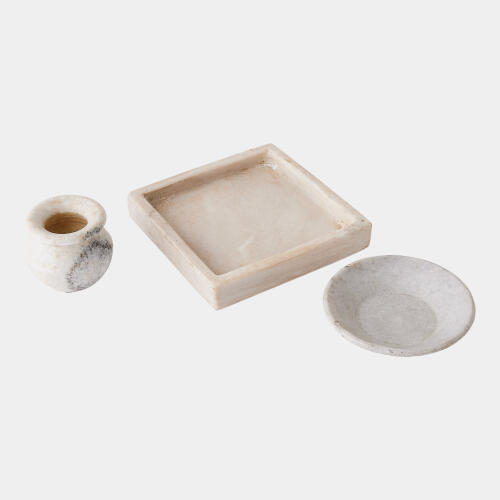 Ponyo Marble Bowl-Antiqued White