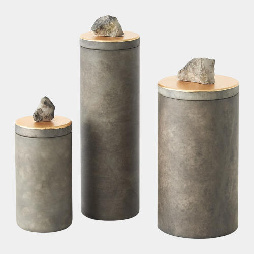 Quarry Jar-Gray/Gold Leaf-Lg