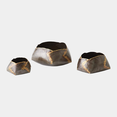 Pleated Armor Bowl-Antique Gunmetal